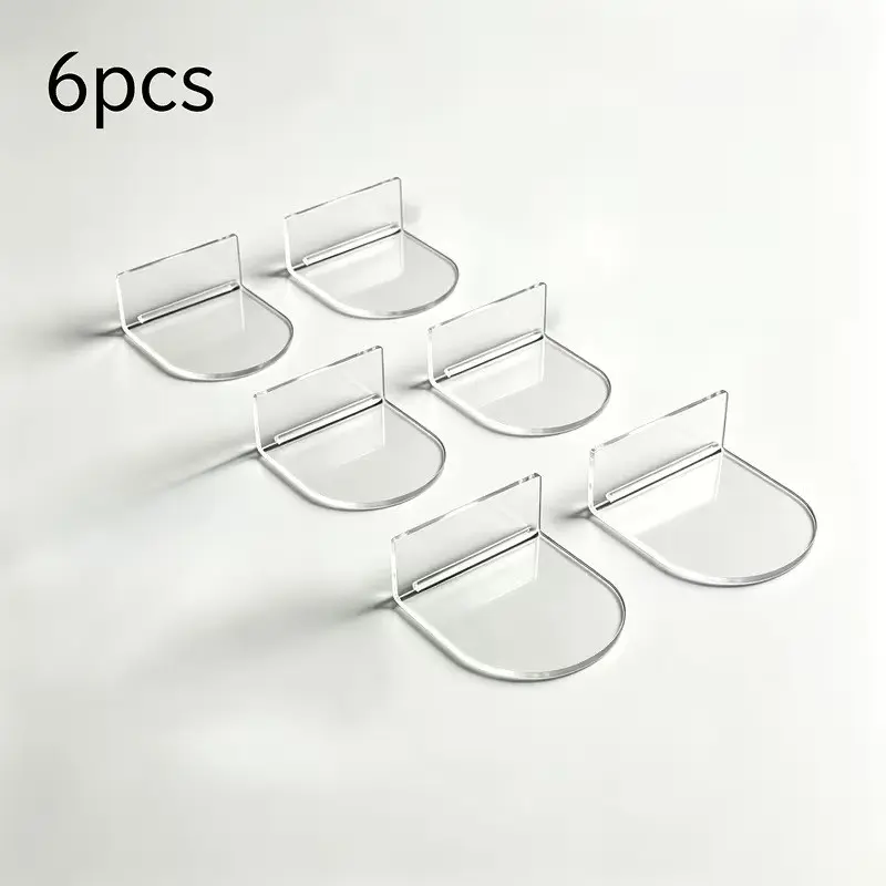 6-Piece Acrylic Clear Wall-Mounted Display Rack, No Drilling Self-Adhesive Transparent Floating Shelf, Ideal for Collectibles, Miniatures, Handmade Models, Home Decor