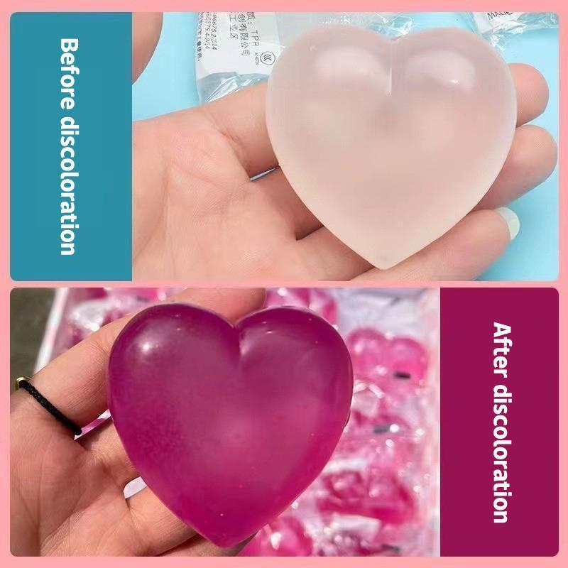 1Pc Changing Color Heart Squeeze Toy Sequins Love Fidget Toy Squishy Pinch Kneading Toy Stress Reliever Toy Kid Party Favor Heart Shaped Slow Rebound Toy