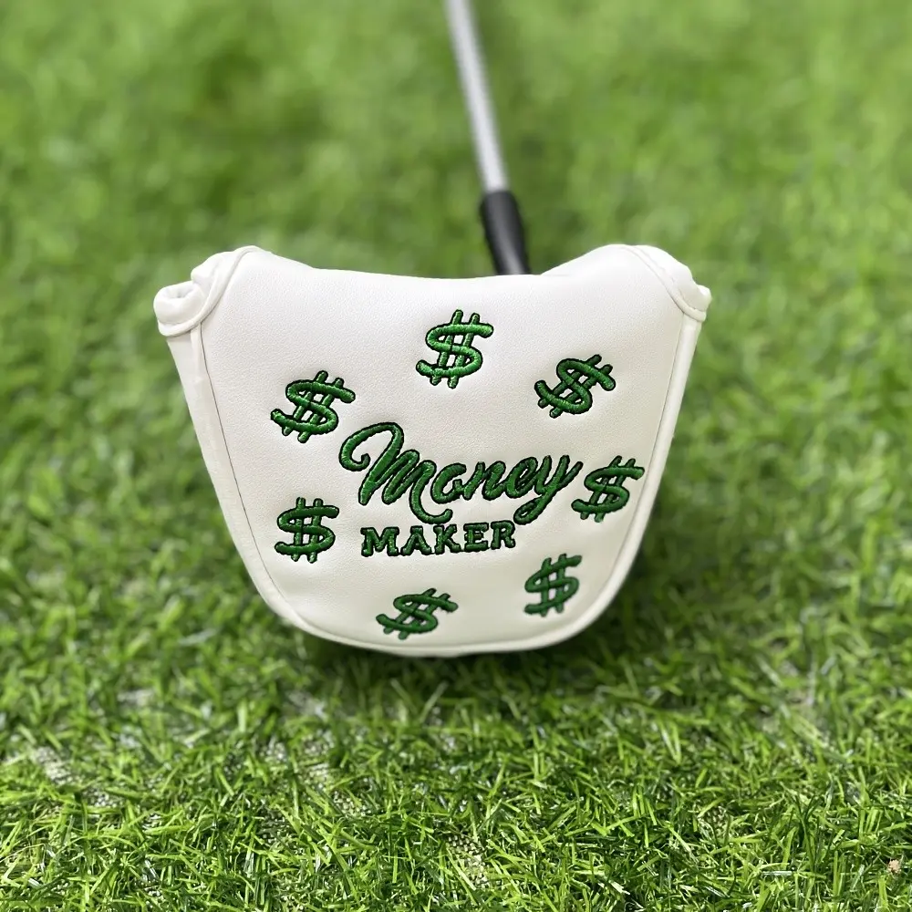Money Dollar Golf Club Head Cover, Putter PU Material, Dustproof and Wear-Resistant, Embroidery Design, Durable Golf Accessory, Father’s Day Gift