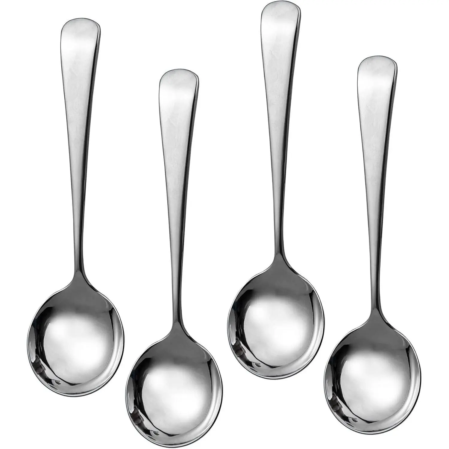 IMEEA 6-Inch Stainless Steel Dessert Spoons, Round Bowl Soup Spoons for Rice, Ice Cream & Cereal, SUS304, Set of 4