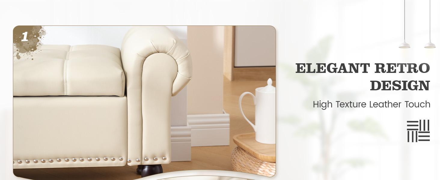 YOUDENOVA Storage Ottoman Bench for Bedroom 51/60" Queen/King Size Storage Bench with Button, Upholstered Bedroom Bench with Rolled Arms for Living Room, Storage Room, Entryway Modern Furniture Spring Greenish