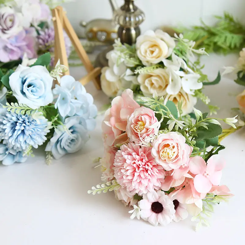 Synthetic Decorative Artificial Roses - Hazard-Free Floral Mix for Home Decor, Wedding Use, Rose Combination (Pink)