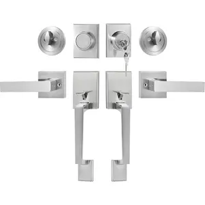 VEVOR Front Door Handle and Deadbolt Set, Front Door Lock Set with Interior Knob, Adjustable Hole Spacing Single Cylinder Handleset, for Right and Left Handed Entrance, Brushed Oil Rubbed Bronze