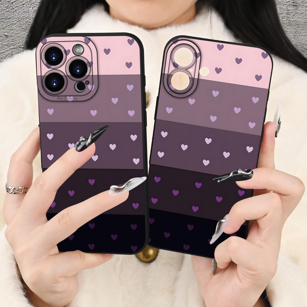 A mobile phone case featuring a gradient color heart theme pattern, TPU shockproof full protection case, suitable for iPhone 17/16/15/14/13/12/11 PRO MAX PLUS AIR E XS and PROMAX MINI, is an ideal gift for friends and family, MS2724