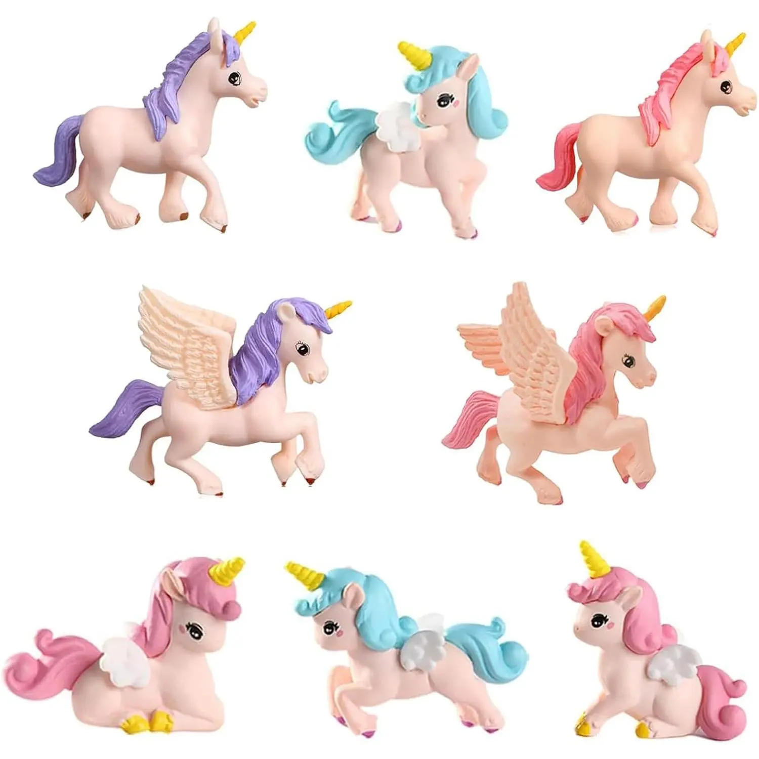 Unicorn Cake Toppers Mini Flying Horse Unicorn Figurine Model for Birthday Unicorn Theme Party Cake Decoration