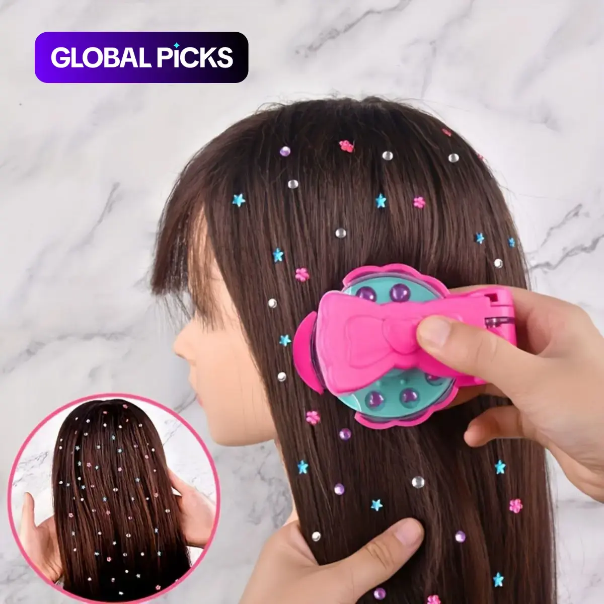 No Battery Hair Jewels Stamper DIY Set, Hair Accessories, Radiance Collection, Glam Styling Tool, Glitter Design, Perfect Gift for Holidays