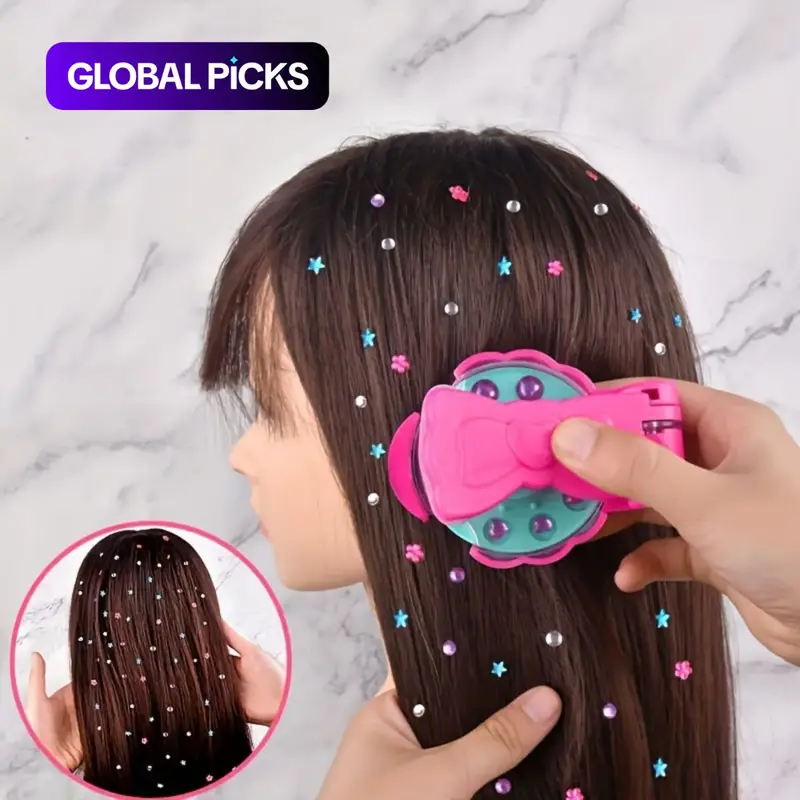 No Battery Hair Jewels Stamper DIY Set, Radiance Collection, Glam Styling Tool, Glitter Design, Perfect Gift for Holidays, Hair Ornaments #GLOBAL PICKS