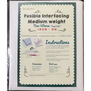 Medium Weight Iron  Fusible Interfacing for Sewing Projects, (40 Inch x 3 Yard) White Non-Woven,  Sided