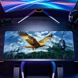 Extra Large golden eagle flying oil painting Mouse Pad,Non Slip Rubber Pad,Desktop Decoration Drotection Pad,Washable,Lock Edge Multi Size,Premium Multipurpose Mousepad For Office,Gaming Desk,Gift for Family and Friends