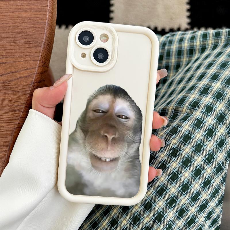 Cute Monkey Pattern Phone Case , Soft Silicone , Fully Protected and Shockproof For iPhone 16 15 Pro Max 14 16Pro 13 12 11 XSMAX Plus Funny Cover MEME
