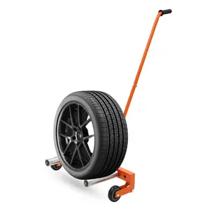 Heavy Duty Adjustable Tire Wheel Dolly, 350 LBS Metal Tire Lift Move Alignment Tool with 360 Rotating Rollers, One Person Operation Garage Wheel Lifter for Car SUV Truck Auto Repair Mechanics Back Saver