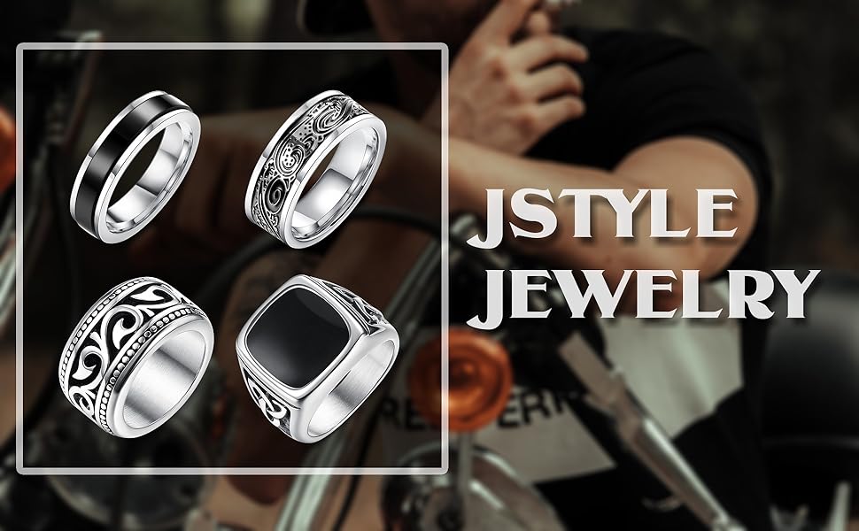 Jstyle 4Pcs Stainless Steel Vintage Signet Rings for Men Biker Rings Set Pinky Thumb Celtic Band Ring Spinner Ring Silver Gold Polished Edge Mens Rings for Men Jewelry Gift Jstyle 4Pcs Stainless Steel Vintage Signet Rings for Men Biker Rings Set Pinky Thumb Celtic Band Ring Spinner Ring Silver Gold Polished Edge Mens Rings for Men Jewelry Gift