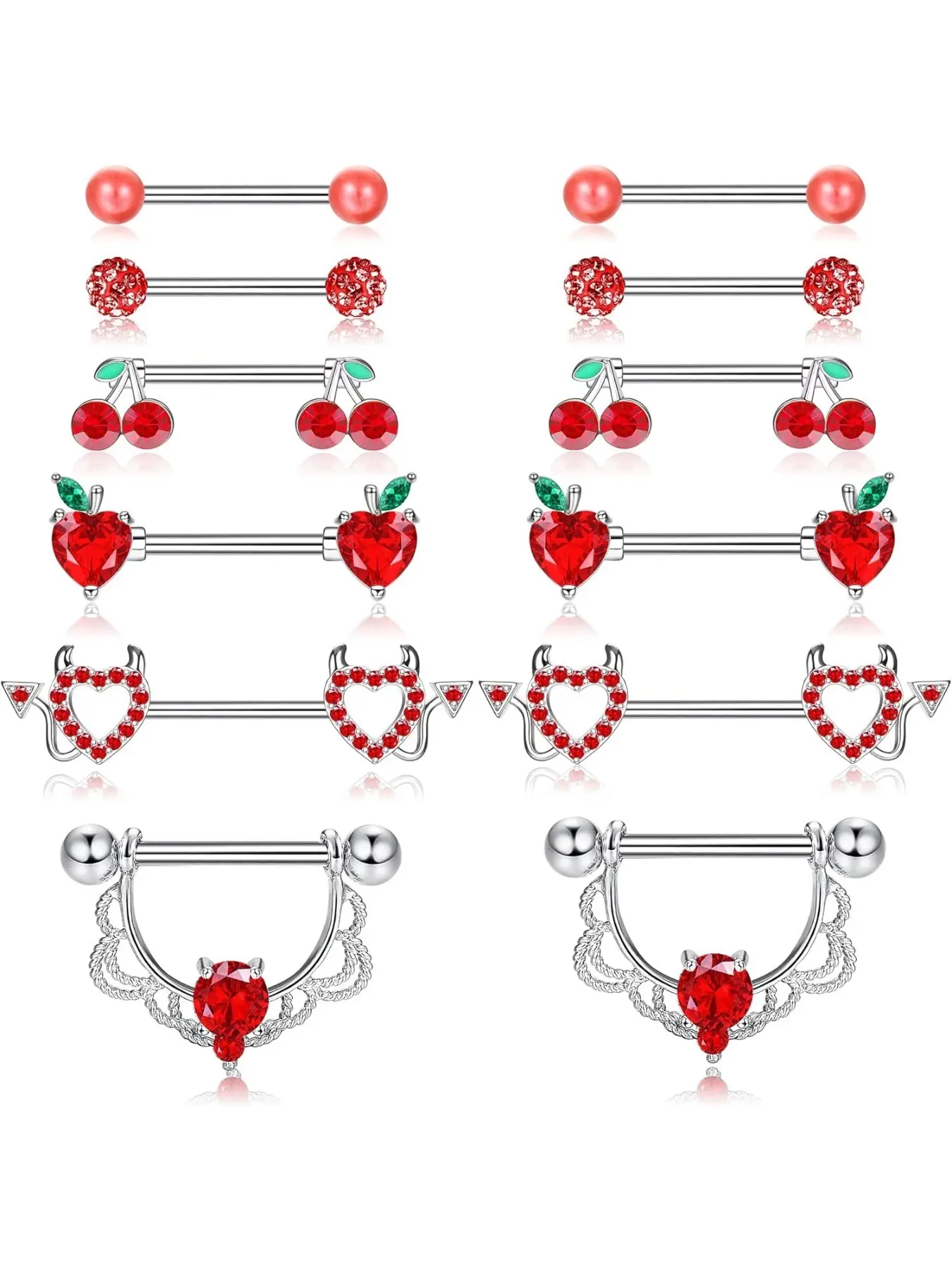 14 Gauge Nipple Rings Stainless Steel, Cute Nipple Piercing Jewelry, Heart Butterfly Moon Cz Flower, Casual Style, All Seasons, Body Jewellery