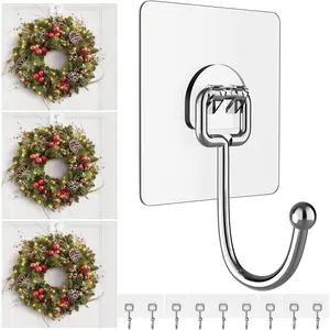 Big Wreath Hangers for Front Door,Large Clear Wreath Door Hanger for Easter Christmas Halloween Decorations,60lb Over The Door Hooks for Glass Door,Adhesive Wall Hooks for Hanging Wreath Home Decor (10)fidget toys