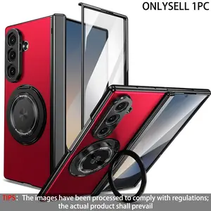 Premium Integrated Case & Film with 360° Rotating Bracket Magnetic Foldable Phone Case, compatible with Samsung Galaxy Z Fold 7, Z Fold 6, Z Fold 5, Z Fold 4 and Z Fold 3,front screen protector, shockproof protective cover