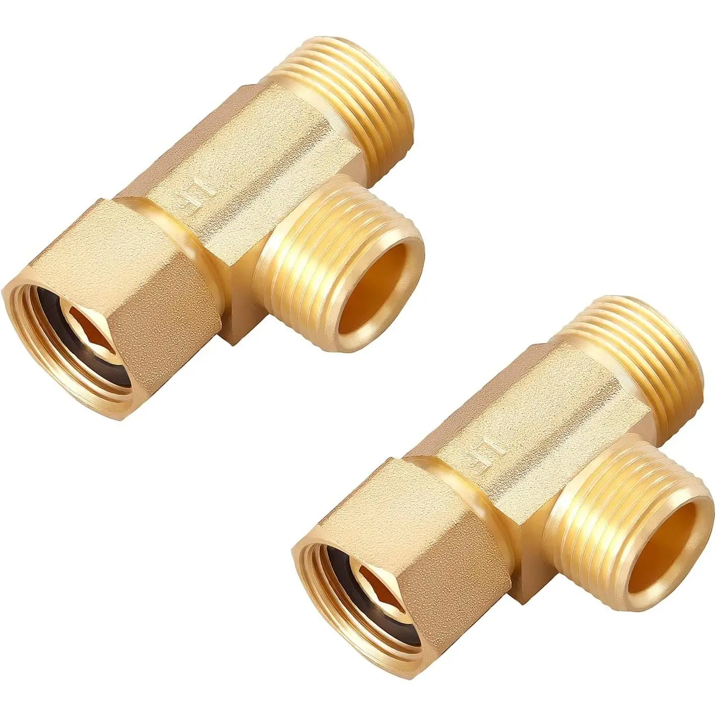 Brass 3/8 Inch Angle Stop Add-A-Tee Compression Tee Valve, 3/8" Inlet by 3/8" Outlet by 3/8 Inch Outlet, 2-Pack