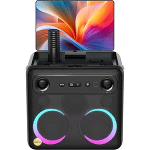 karao Break X2 Smart Karaoke Machine for Adults – 32GB Karaoke Tablet, Screen with Lyrics Display, 2 Wireless Mics, 300W Power, 4 DJ Lights, Bluetooth, HDMI TV Connection, Professional Karaoke Speaker for Any Occasion