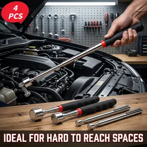 4 PCS retractable magnetic clamp, Hardware Hand Tools, Construction Tools, Heavy Duty, made of stainless steel, non-electric, no batteries required, suitable for use in hard-to-reach areas of cars and buildings-YY1