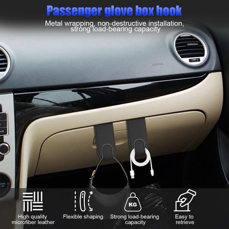Car Passenger Seat Glove Box Hook, Anti-Scratch Vehicle Storage Hanger for Handbags, Wallets & Umbrellas – Universal Interior Organizer Suitable for SUVs, Sedans and Trucks