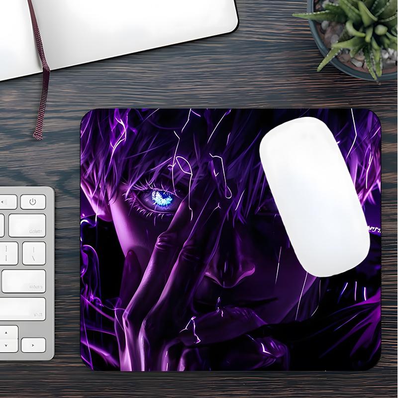 Neon Purple Cool Anime Large Game Mouse Pad, Aesthetic Desktop Decoration Protective Pad, Non-slip Lock Edge Work Pad, Multi-size Mouse Pad, Gaming Mousepad, Desktop Accessory