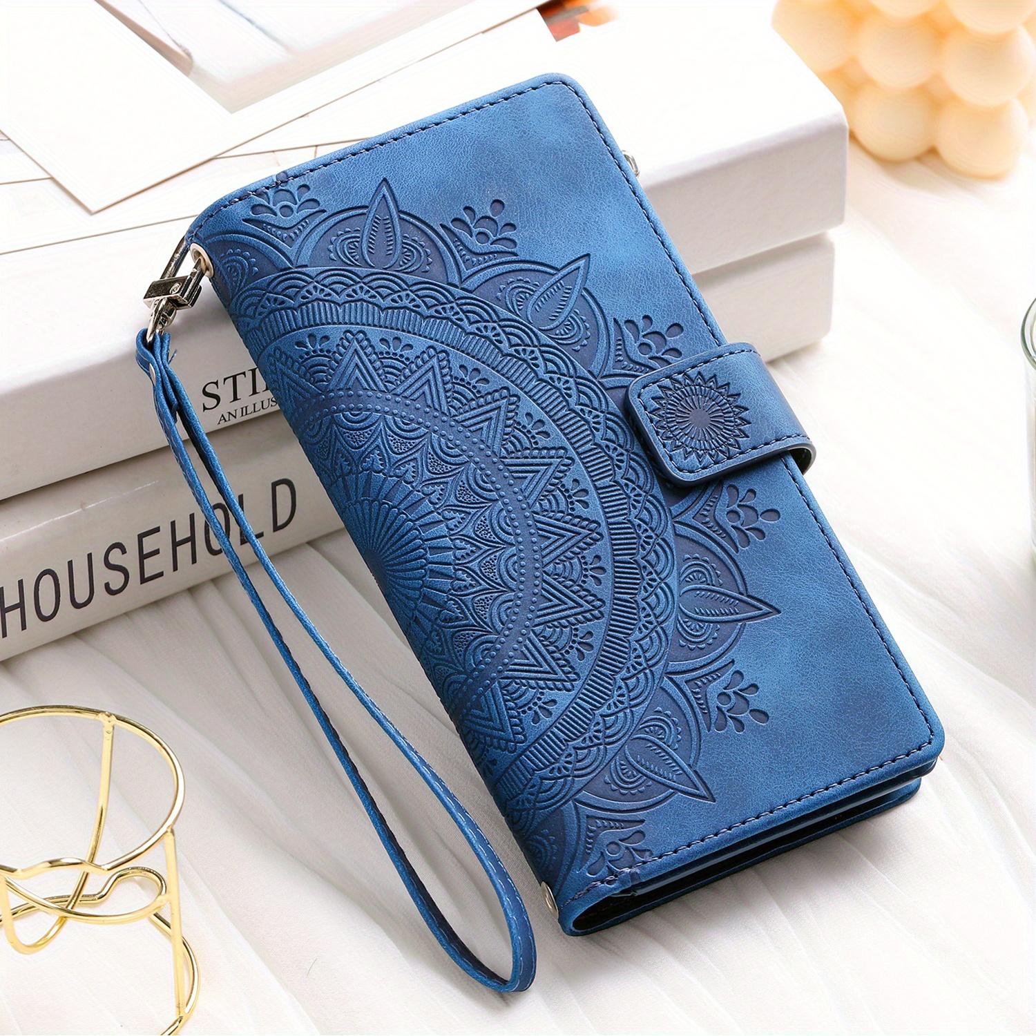Pu Synthetic Leather Case for Various Iphone Models, Including 17, Air, 16e, 16, 15, 14, 13, 12 Mini, 11 Pro, X, Xs Max, Xr, 8, 7 Plus, Se, 5g From 2023 and 2020, Embossed Flower Design, Wallet with Card Holder