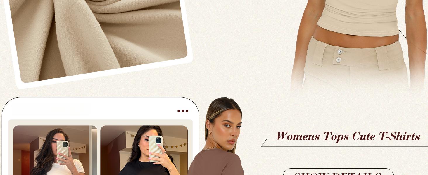 Women's Buttery Soft Y2K Crop Top – Short Sleeve Slim Fit Basic Tee for Summer. Workout & Casual Wear Tee for Gym, Running or Everyday Outfits. Soft, Stretchy & Breathable.