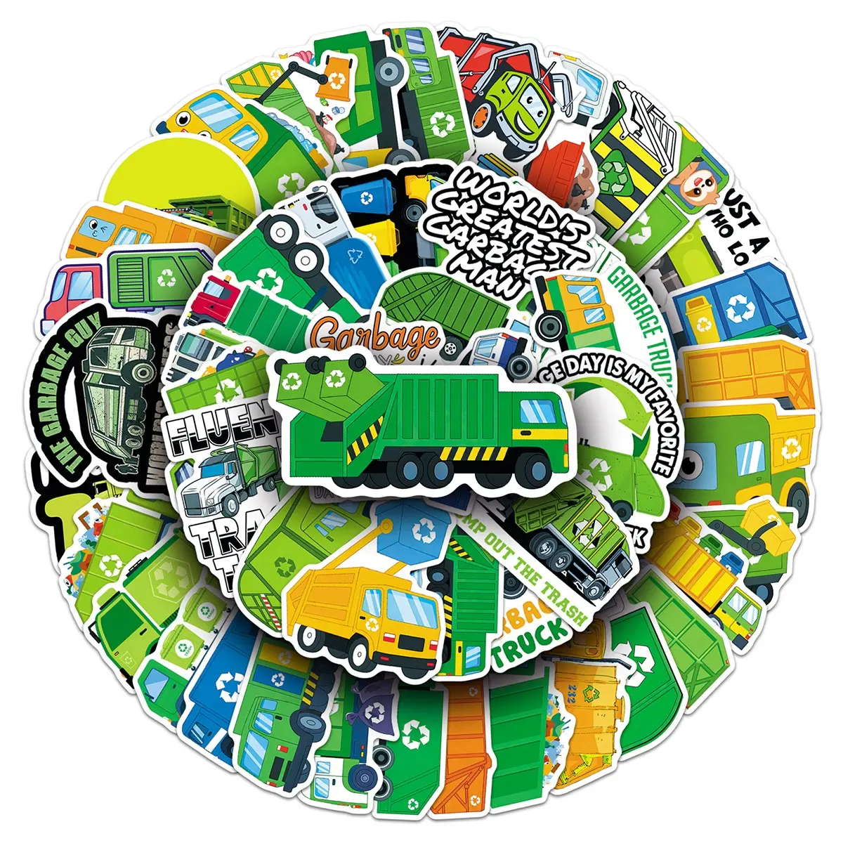 100sheets two sets of repetition environmental protection theme cartoon garbage truck stickers storage box hand account book souvenir book creative stickers