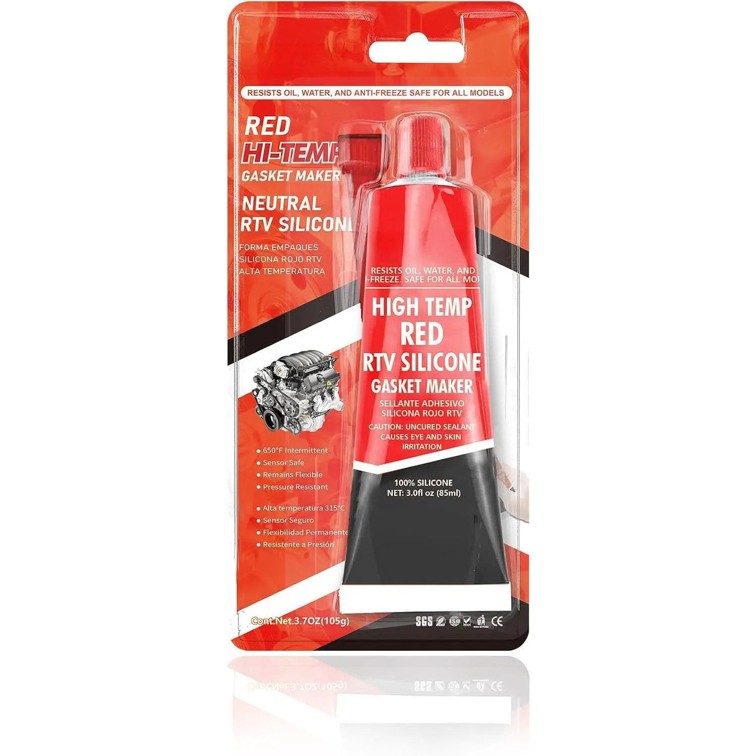 High Temperature RTV  Gasket Maker, Sealed Oil Resistant  Quick Dry Liquid for Bonding Internal Combustion, Steam Turbines, Automotive Engine  3.7OZ (Black)
