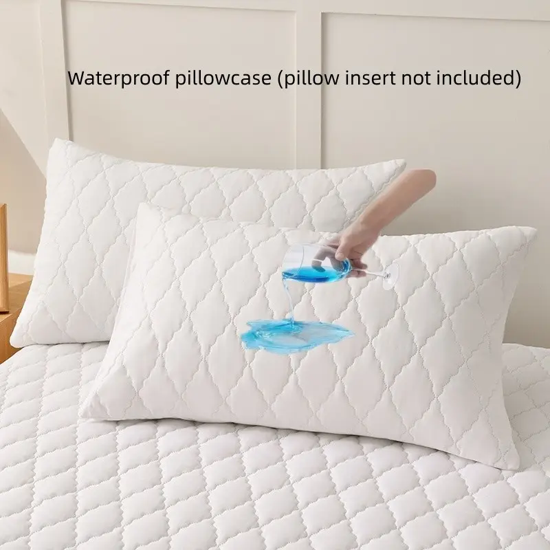 2pc Waterproof Pillowcase Set, All-Season Pillow Protector, Multiple Sizes Available, Stain-Resistant, for Dorms & Home Use