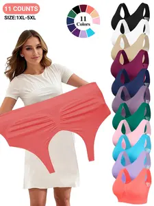 Multi-Color,Plus Size Women's Seamless Soft Comfortable Bra, Breathable Mesh Wide Strap Bra, Elastic Skin-Friendly Vest,No Padding,Perfect for Sleep,Home Wear,All Seasons Daily Wear