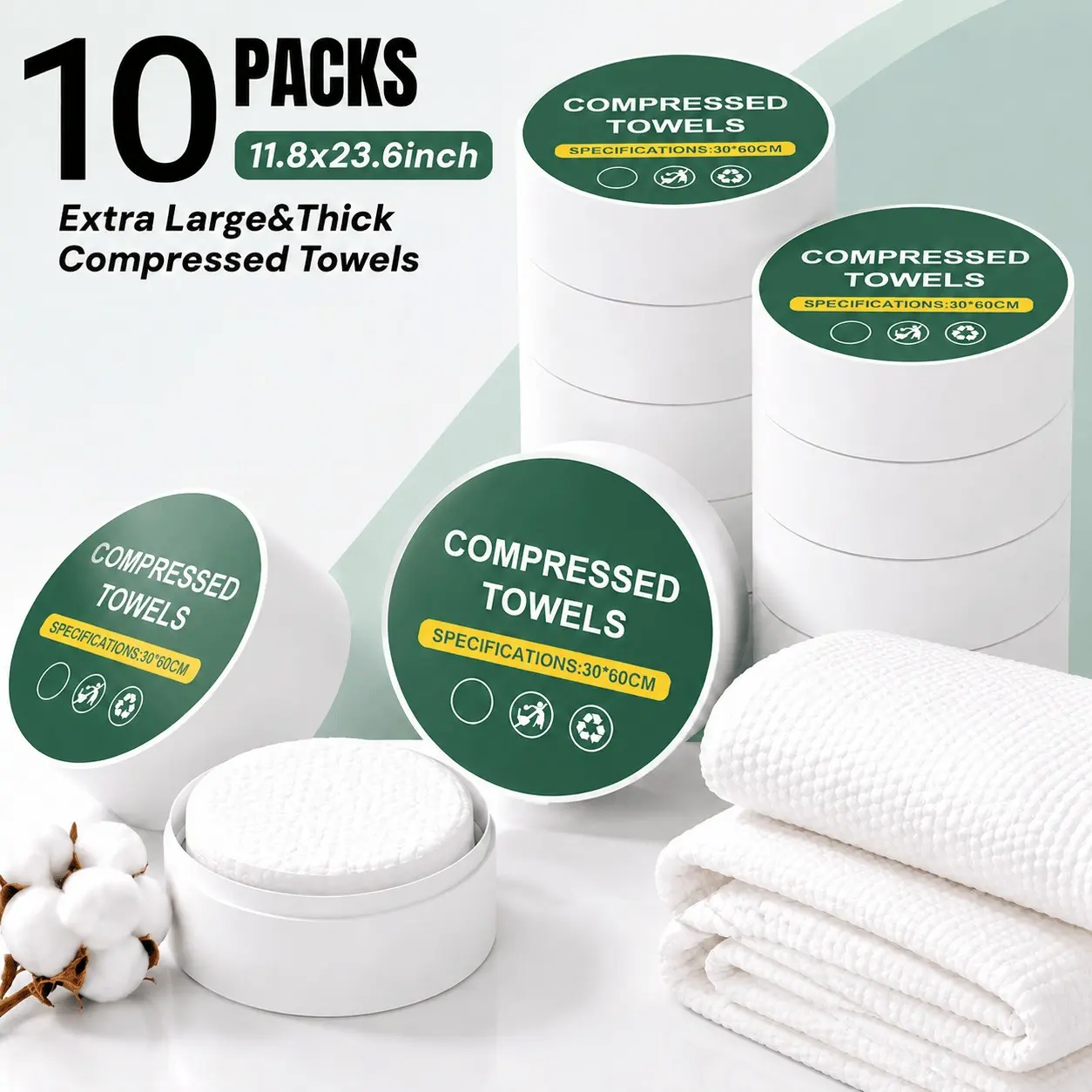 Extra Large&Thick Compressed Towel Tablets, Disposable Coin Tissue for Travel, Portable Face Towels Compressed Towels,11.8x23.6 Inch Soft Durable Compressed Towels for Camping Outdoor On The Go (10 Counts )
