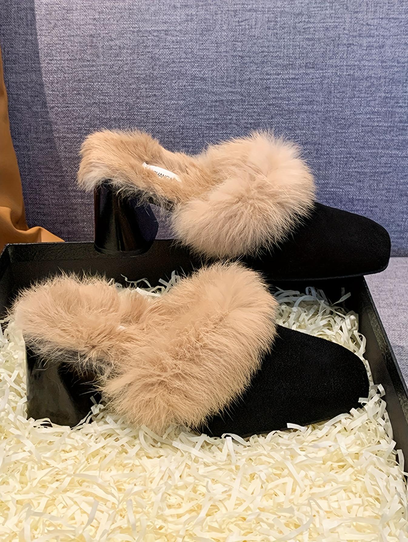 Moccasin Women 2024 New Autumn And Winter Outdoor Half with Dress Versatile High Heels One Slip-On Chunky Heel Elegant Women Shoes