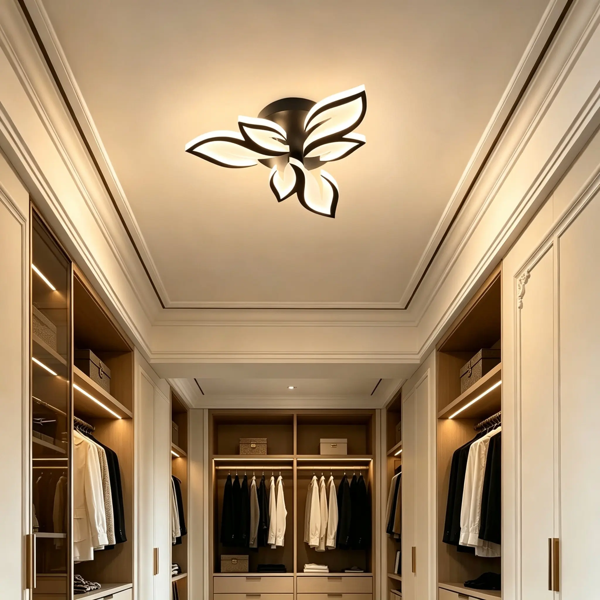 Modern Square LED Ceiling Light, Flower Design, Three Color Small Corridor Lamp, Bedroom Kitchen Study Hall Lighting Fixture