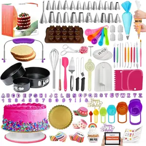 700 count Cake Decorating Kit with Baking Supplies Cake Decoration Set including Springform Pans, Cake Turntable, Numbered Piping Tips, Icing Spatulas, Fondant tools & much  (700Pcs)