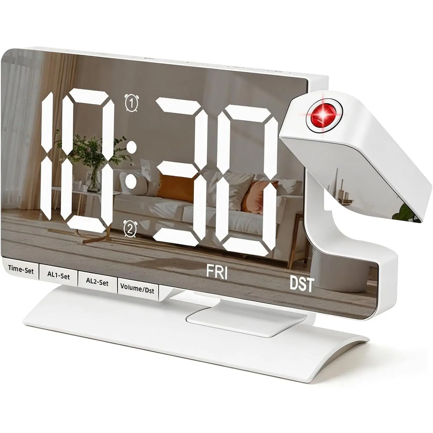 Projection Alarm Clock for Bedroom Ceiling, White Digital Clock