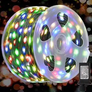 Extra Long 328 FT Fairy String Lights, 1000 LED Outdoor Green Wire Christmas Lights, Plug in Mini Light 8 Modes &  for Outside Xmas Tree Holiday Wedding Party Decor, Multicolor