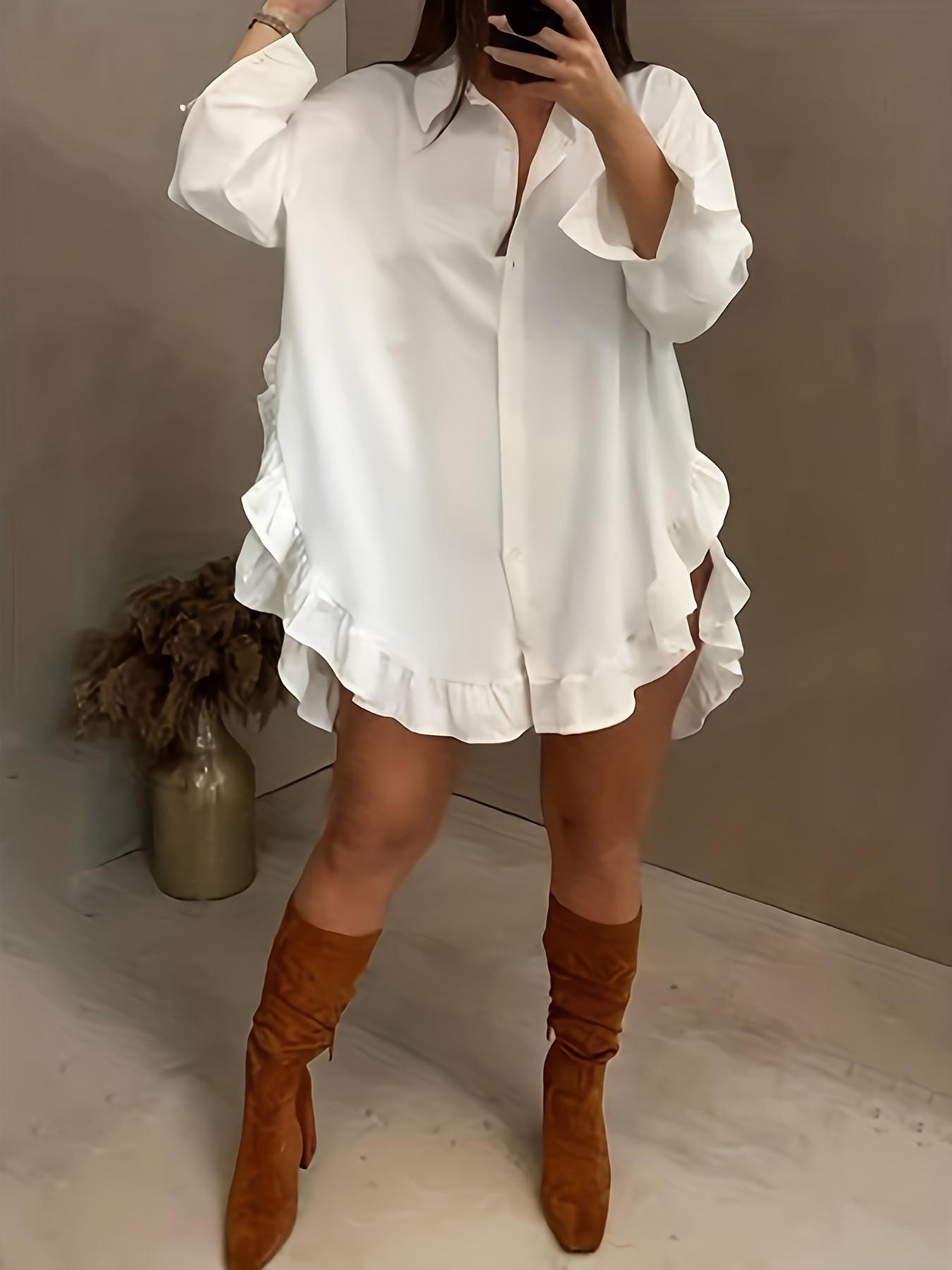 Valentine's Day Women's Casual Loose Fashion Dress, Ruffled Hem Design, All Season Wearable, Perfect for Daily & Stylish Looks