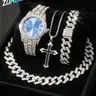 4-Piece Gift Set Watch Necklace Bracelet Box, Jewelry Sets, Jewellery Gift Set, Cross Punk Style, Analog Round Face, Adjustable Strap, All Seasons Accessory