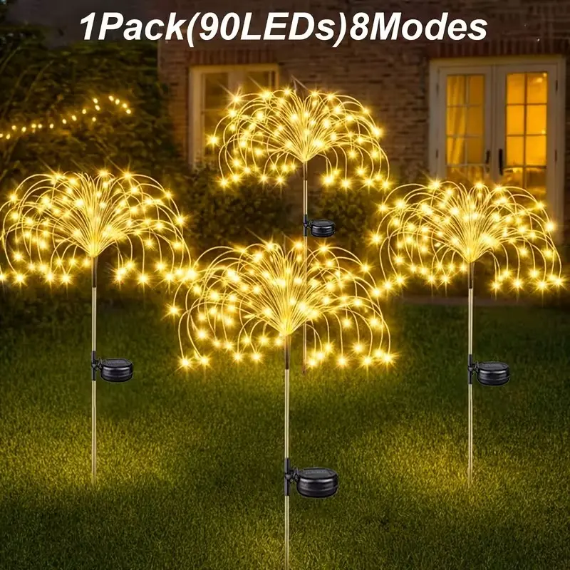 Solar Powered Firework Shaped Light, 1 Count Outdoor Garden Decorative Light, Outdoor Light Fixtures, DIY Landscape Light for Pathway, Backyard, Party, Terrace, Yard, Flowerbed
