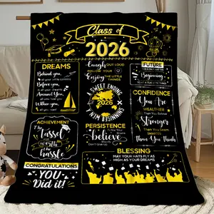 2026 Graduation Gifts Suitable for Him & Her - 60"x50" Soft Flannel Blanket with Diploma, Machine Washable Bedspread for College, PhD, Masters Degree Celebration Gifts for,, Dorm Room Decor, Contemporary Style