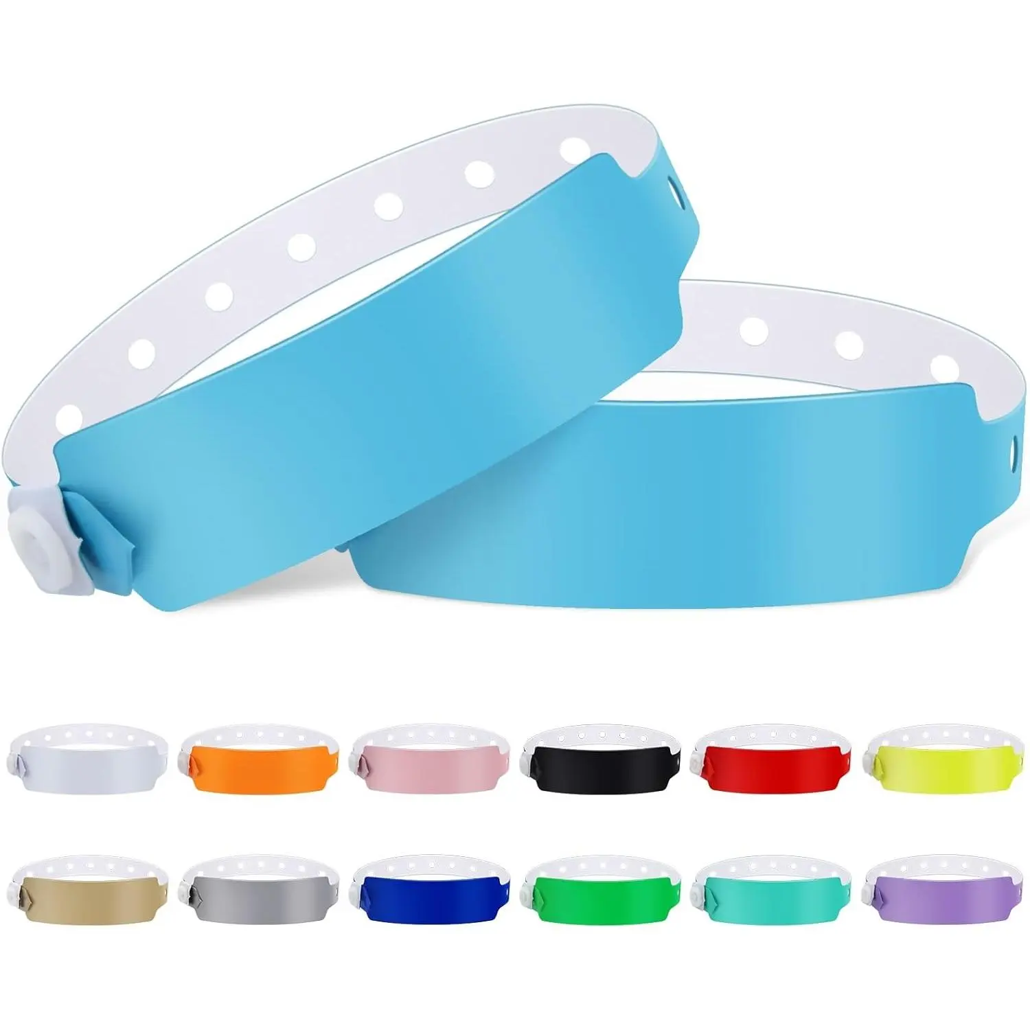 100pcs Colored Vinyl Wristbands, Waterproof & Security Wrist Bands for Events, Pool Parties & Outdoor Sports (Water Blue)
