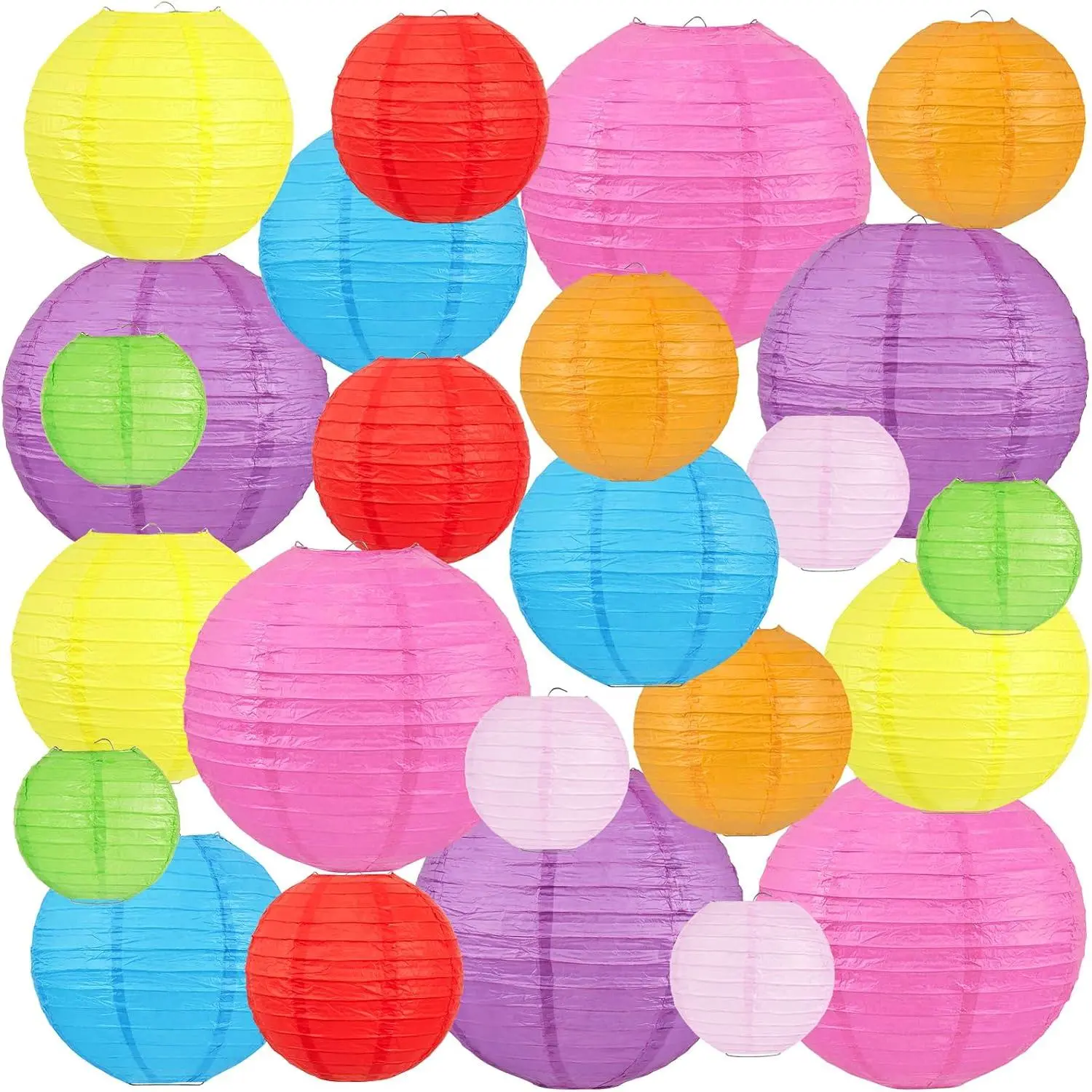Colorful Paper Lanterns, 24 count  Lanterns for Classroom & Party Decor | 6-12 Inch  Rainbow Lantern Set for Birthdays, Summer Parties, Weddings,  Showers and Colorful  Decor