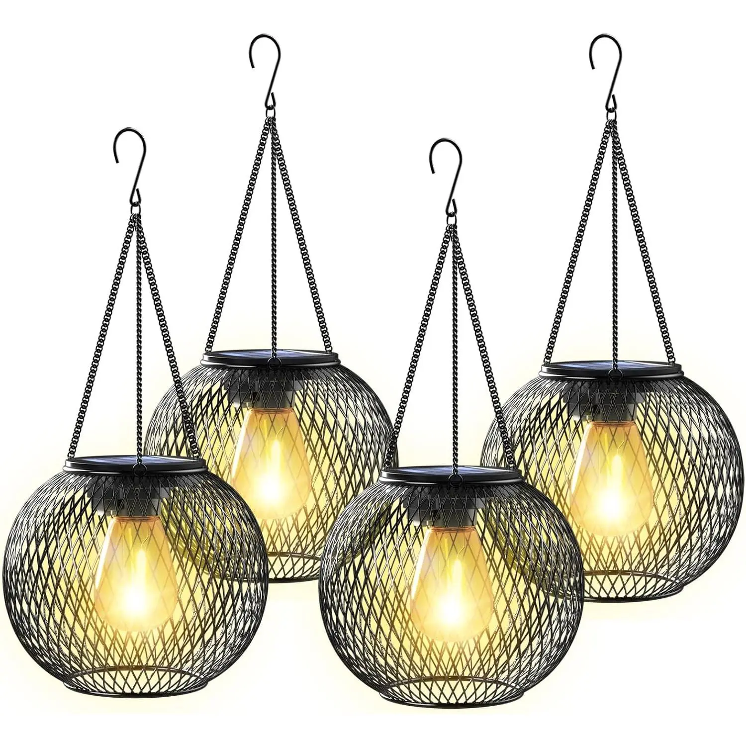 Solar Lantern Outdoor Waterproof, KagoLing Upgraded Hanging Solar Lights Outdoor Garden Decorations Decorative Lighting Solar Powered Waterproof Tree Lantern for Garden Yard Patio Pathway, 4 Pack