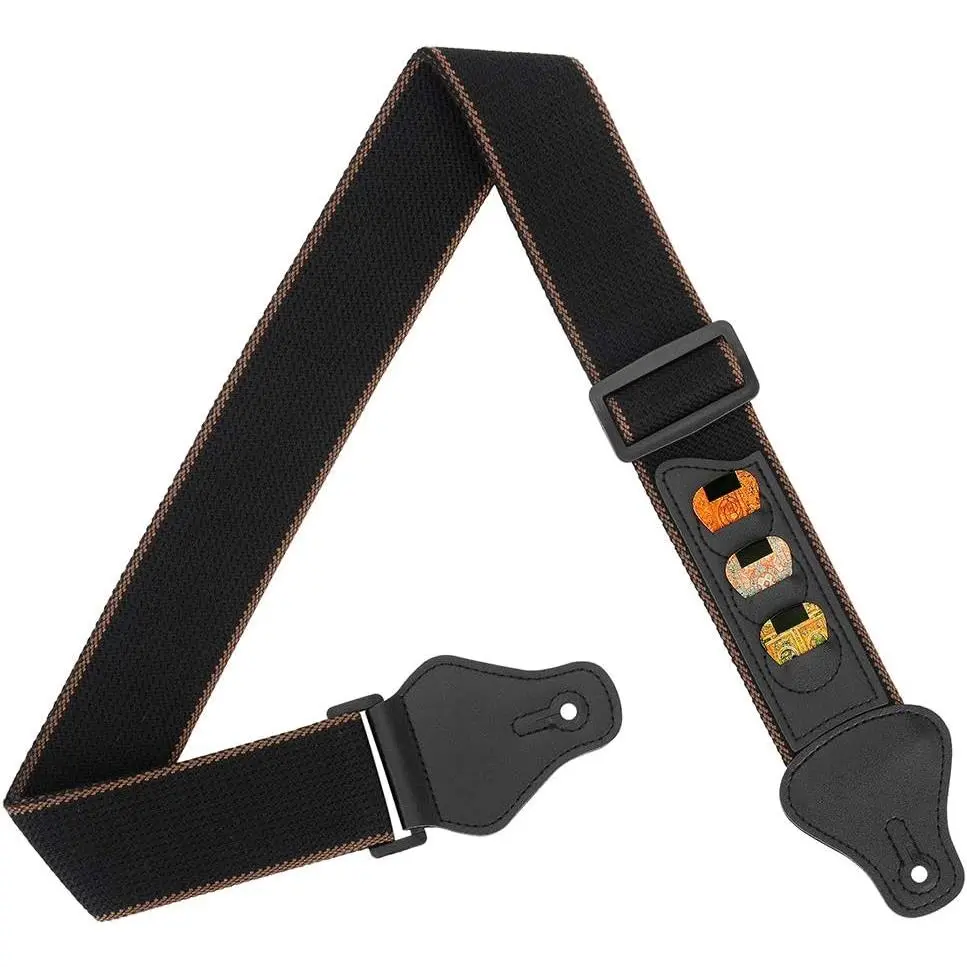 Guitar Strap,  Soft  Guitar Straps With 3 Pick Holders For Bass, Electric & Acoustic Guitar