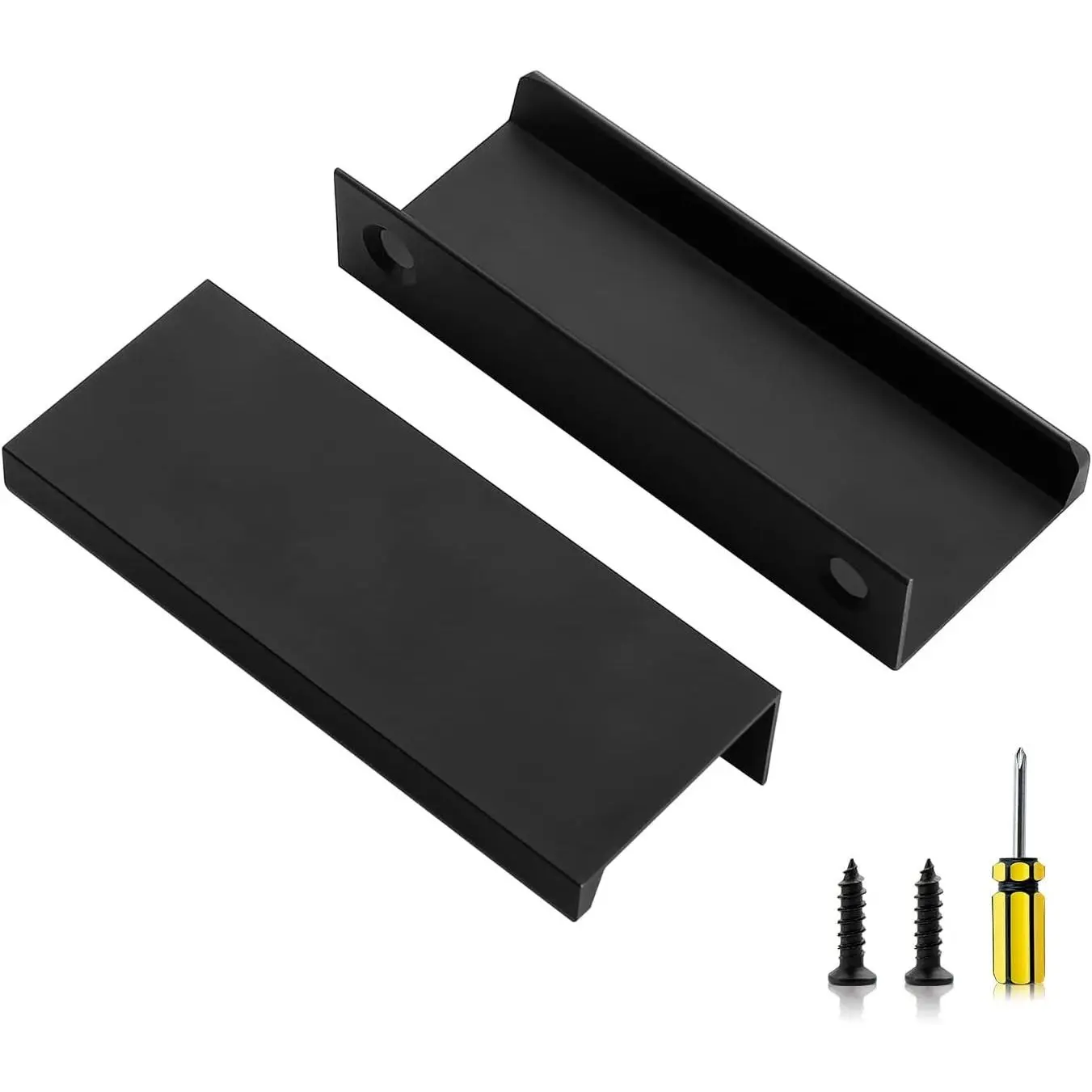 6 Pack Black Finger Pulls for Cabinets, 80mm/3.15" Length Edge Pulls, 64mm/2.52" Hole Center Concealed Handles, Tab Handle Profile, Minimalist Look for Kitchen DrawersGift