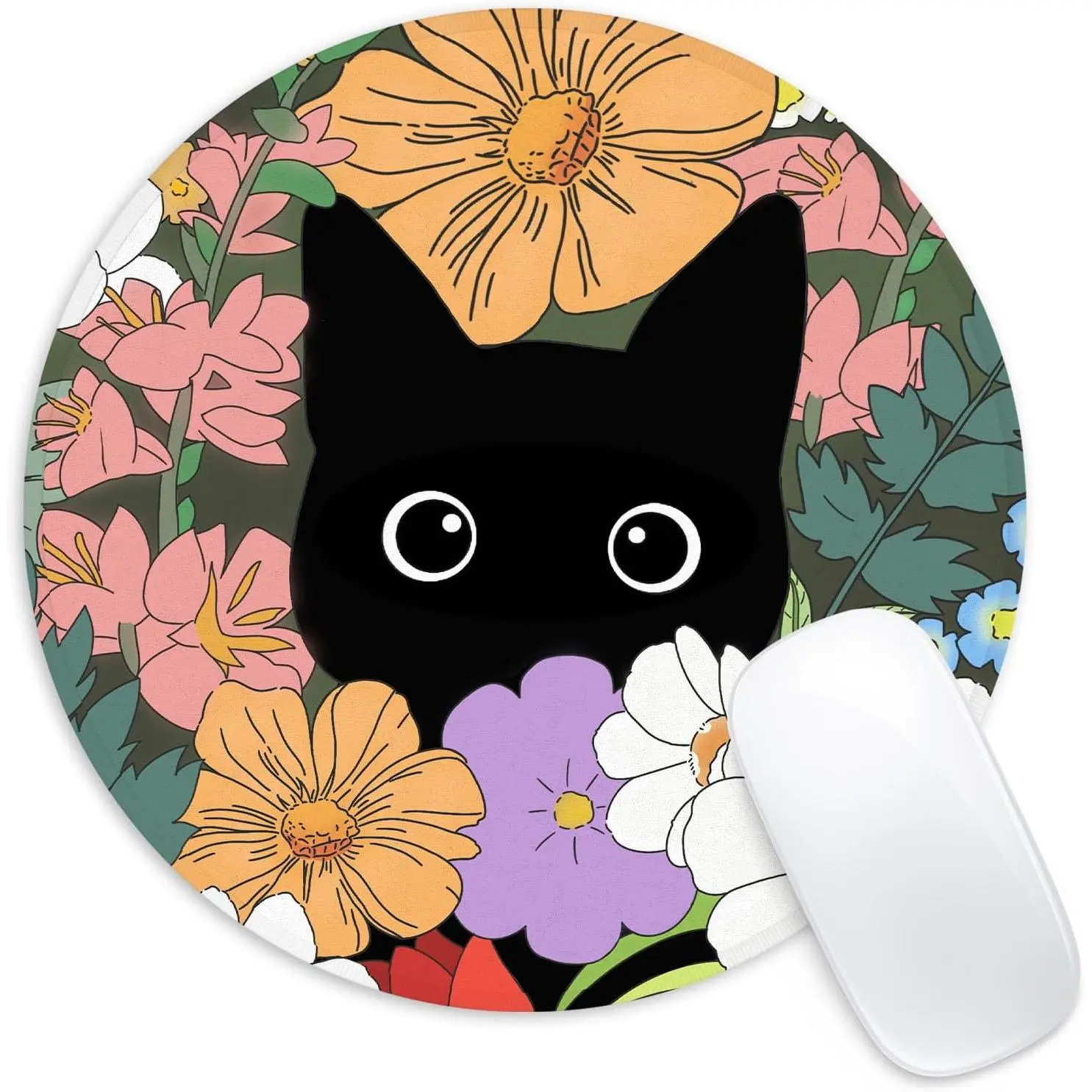 Cute  Round  Pad,Funny Small  Pad with Non-Slip Rubber Base, Mat, Office Decor Desk Accessories,8.7inch Round  Pad 2