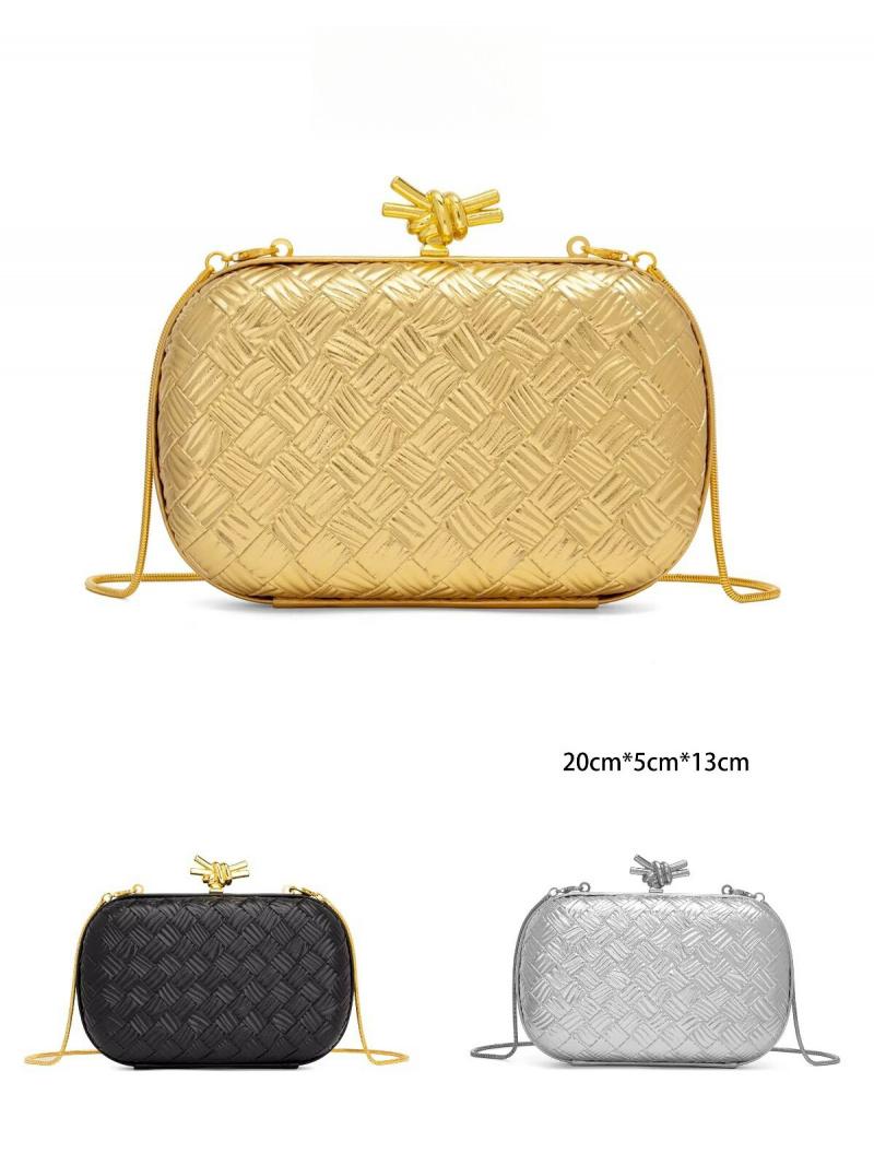 2026woven evening clutch bag, equipped with a chain handle, features European and American styles and is of the box-shaped crossbody bag type.