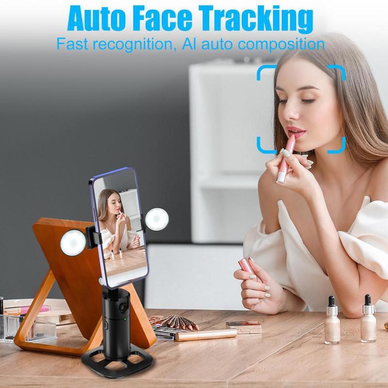 Auto Face Tracking Stabilizer, 360° Rotatable Cellphone Holder with Remote & Fill Light, Camera Gimbal Stabilizer, Smart Shooting Phone Stand for Video Vlog Live Stream, Tripod Light