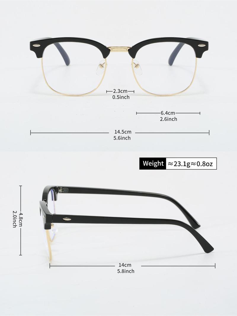Anti-Blue Light Square Full Frame Eyeglasses - Unisex Basic Fashion Style, Ideal for Work & Daily Outfit Decor