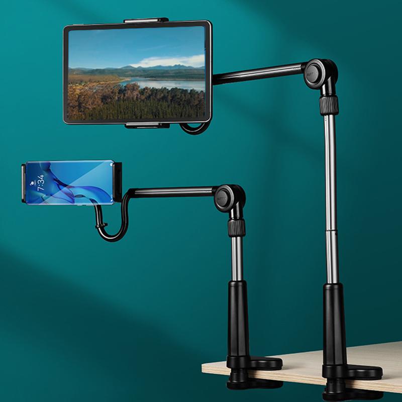 Adjustable Tablet Phone Stand, Adjustable Cellphone Holder, Rotatable Desktop Bedside Stand, Foldable Table Stand for Apple Android Phone Tablet, Multi-Function Design